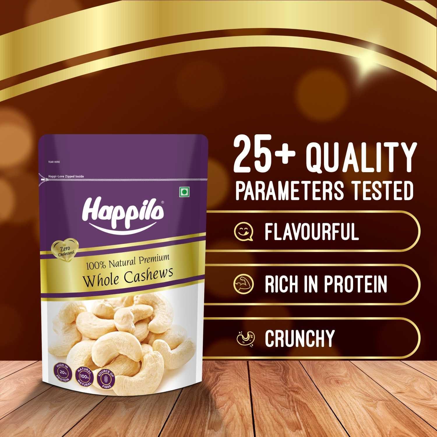 Happilo Happilo 100% Natural Premium Whole Cashews, 200 g, Pack of 2