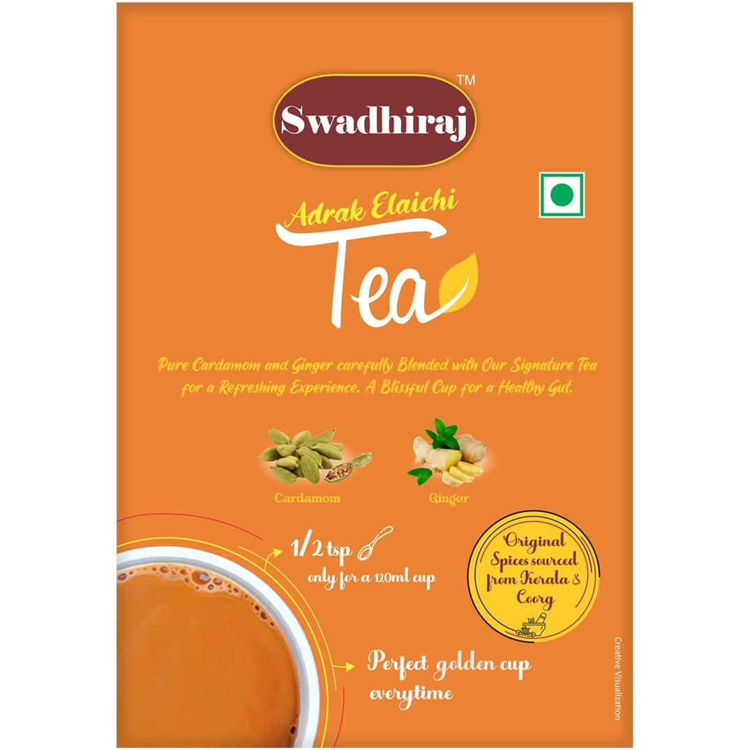 Swadhiraj Swadhiraj Adrak Elaichi Tea Powder - Tea 250gm| Masala Tea | Ginger Cardamom Tea| Adrak Elaichi Chai Powder| Masala Chai Patti - Pure Original Ginger & Cardamom