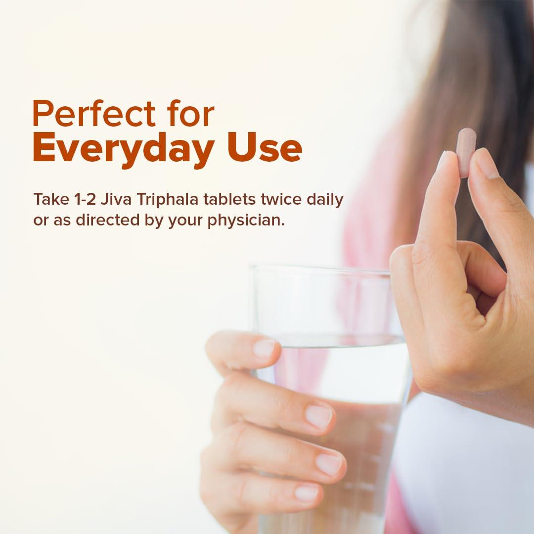 Jiva Jiva Triphala Tablet 500mg | 100% Ayurvedic Formulation Improves Digestion, Promotes Gut Health & Relives Constipation | Balances 3-Doshas | Excellent For Eye & Hair Issues - 60 Tablets (Pack Of 1)