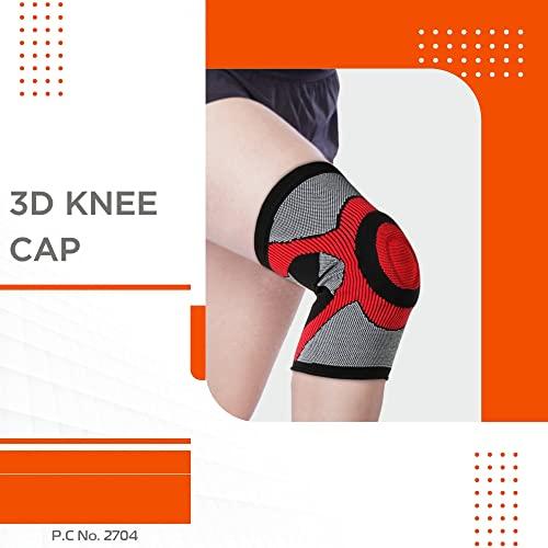 Vissco Vissco 3D Knee Cap (Mild Support), Knee Support for Pain Relief, Knee Injury, Braces for Walking, Running, Gym, Workout, Weightlifting (Single)- Medium (Grey)