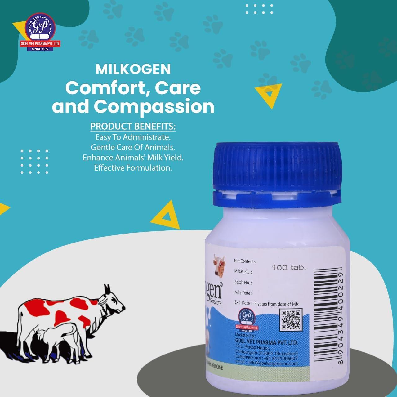 DR GOEL\'S DR GOEL\'S Milkogen for Cattle Homeopathic Remedy Tablets Increase Milk Yield May Enhance Milk Quantity