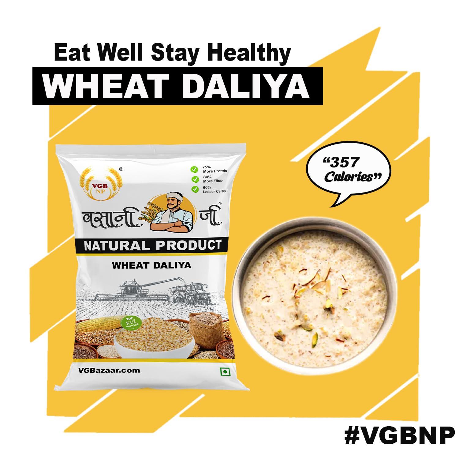 VGBNP VGBNP Vasani-G Natural & Unpolished High Fiber Wheat Dalia (Broken Wheat Daliya) Easy To Cook Wheat Porridge (Gehu Ka Dalia | Crushed Dalia) - 4Kg