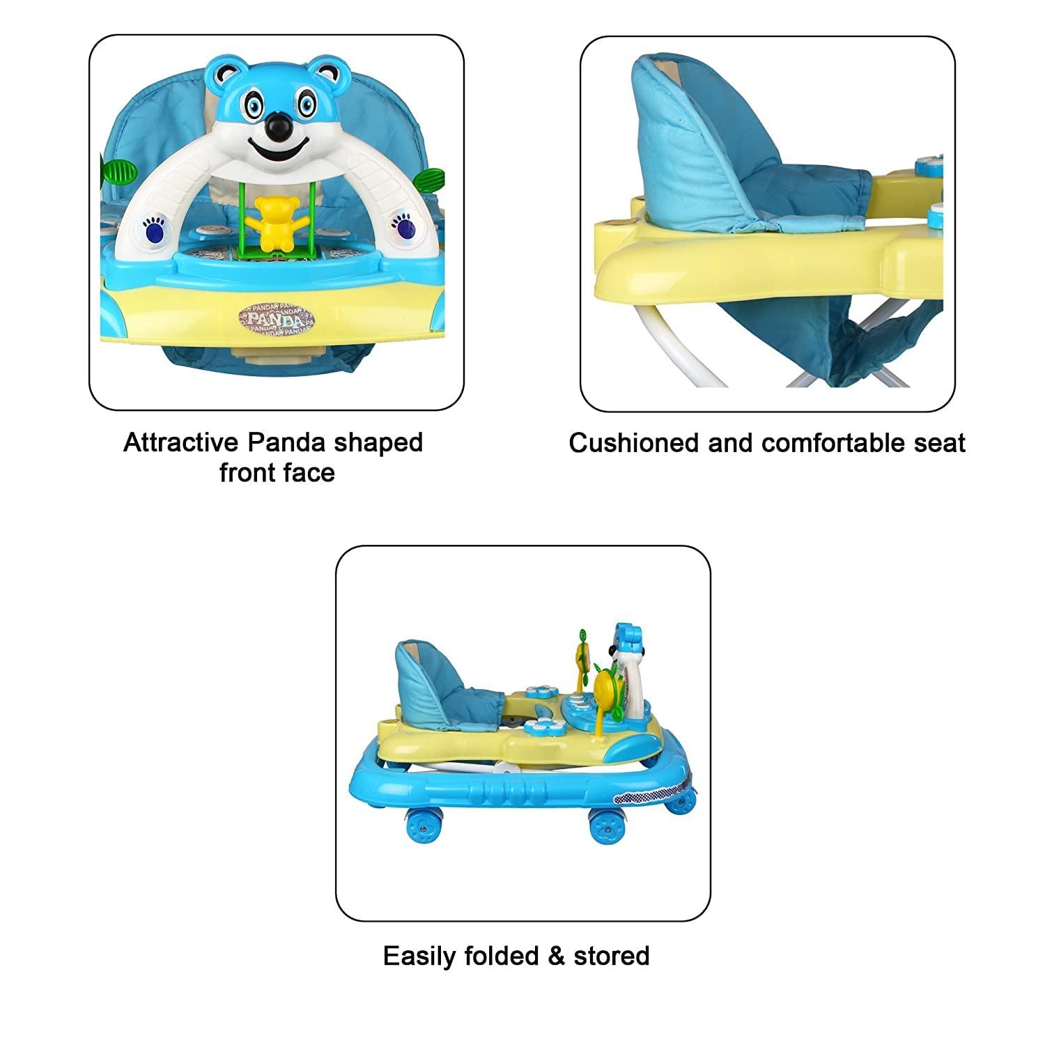 M MORRIS (DEVICE) Morris Panda Panda Creation Adjustable Musical Walker (Blue,Pack of 1) woker Panda Rider for Kids Panda Walker Panda Baby Walker Panda Walker Baby with Music