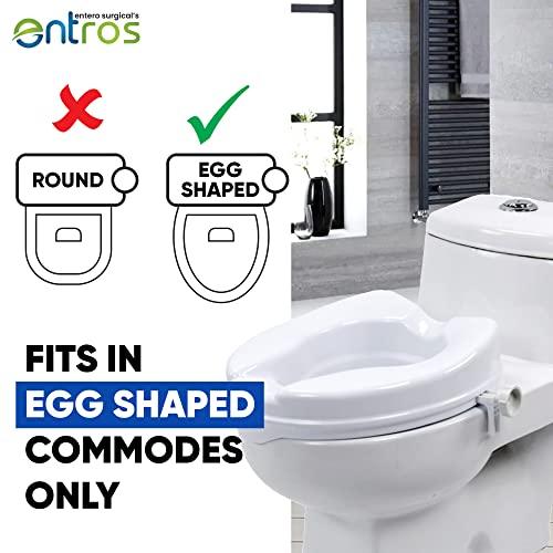entros Entros 2-inches Without Lid Toilet Commode Seat Raiser Elevator Extension 7060C | Fits In Egg Shaped Commodes Only | Handicap, Knee Patients, Old Senior Citizen | Easy To Install