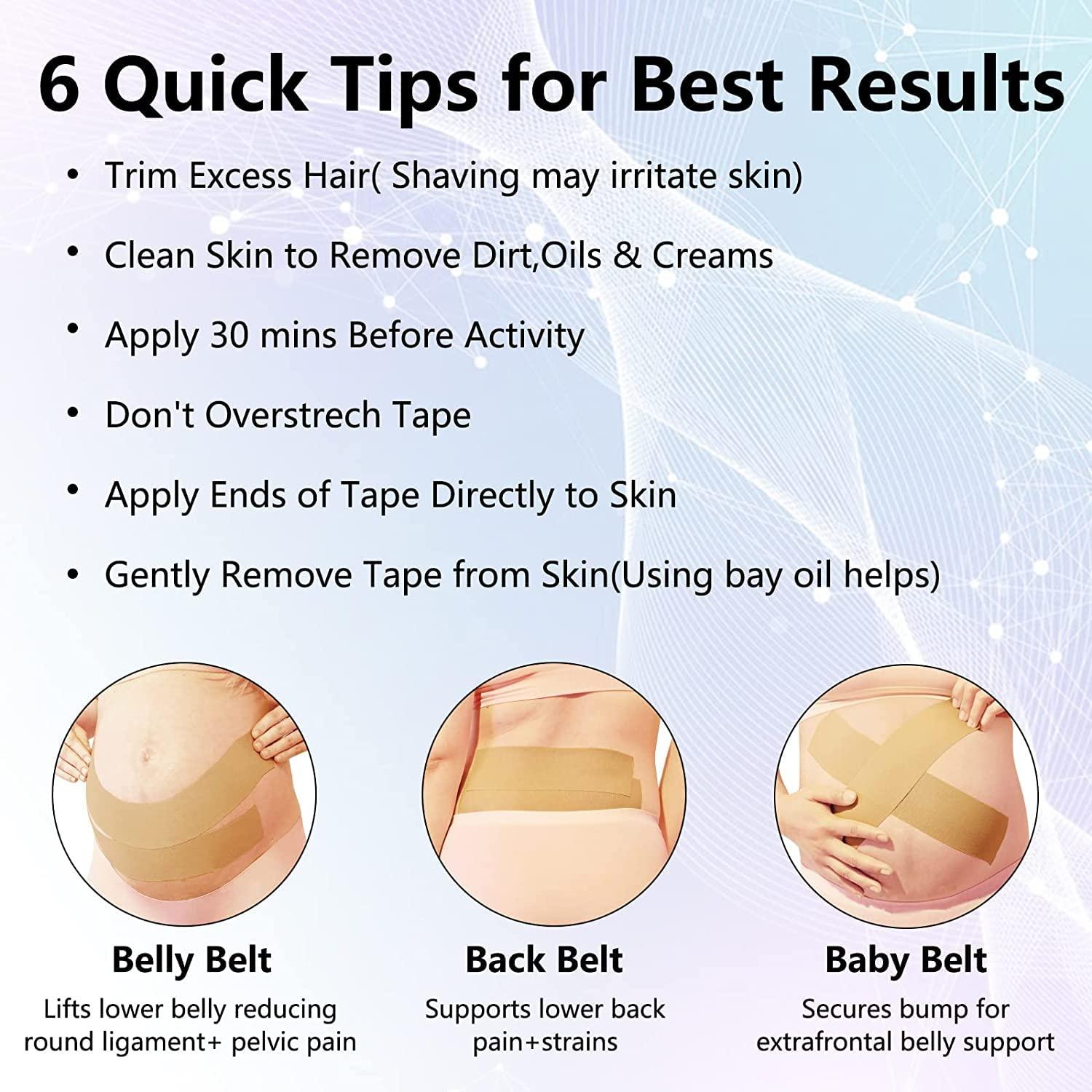 BOXANIA BOXANIA 2 Rolls Pregnancy Tape,Kinesiology Maternity Belly Support Tape,Pregnancy Belly Support Band, Strain Relief abdomen,2-18 ft Rolls