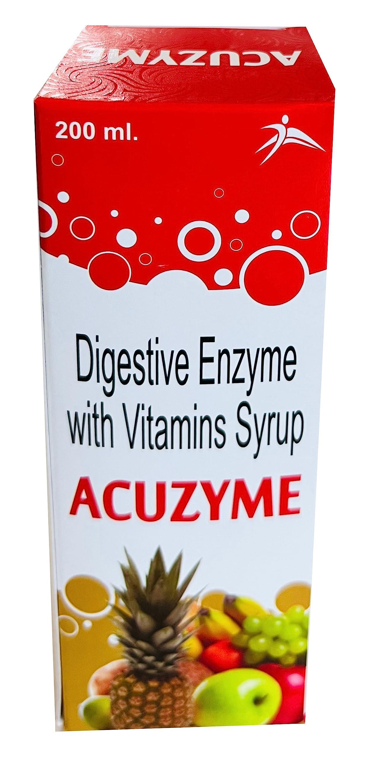 Accure Pharma Pvt Ltd Acuzyme| Syrup for Digestion, gut health, Acidity & Bloating | For Men, women and Kids | 200ml|Accure pharma