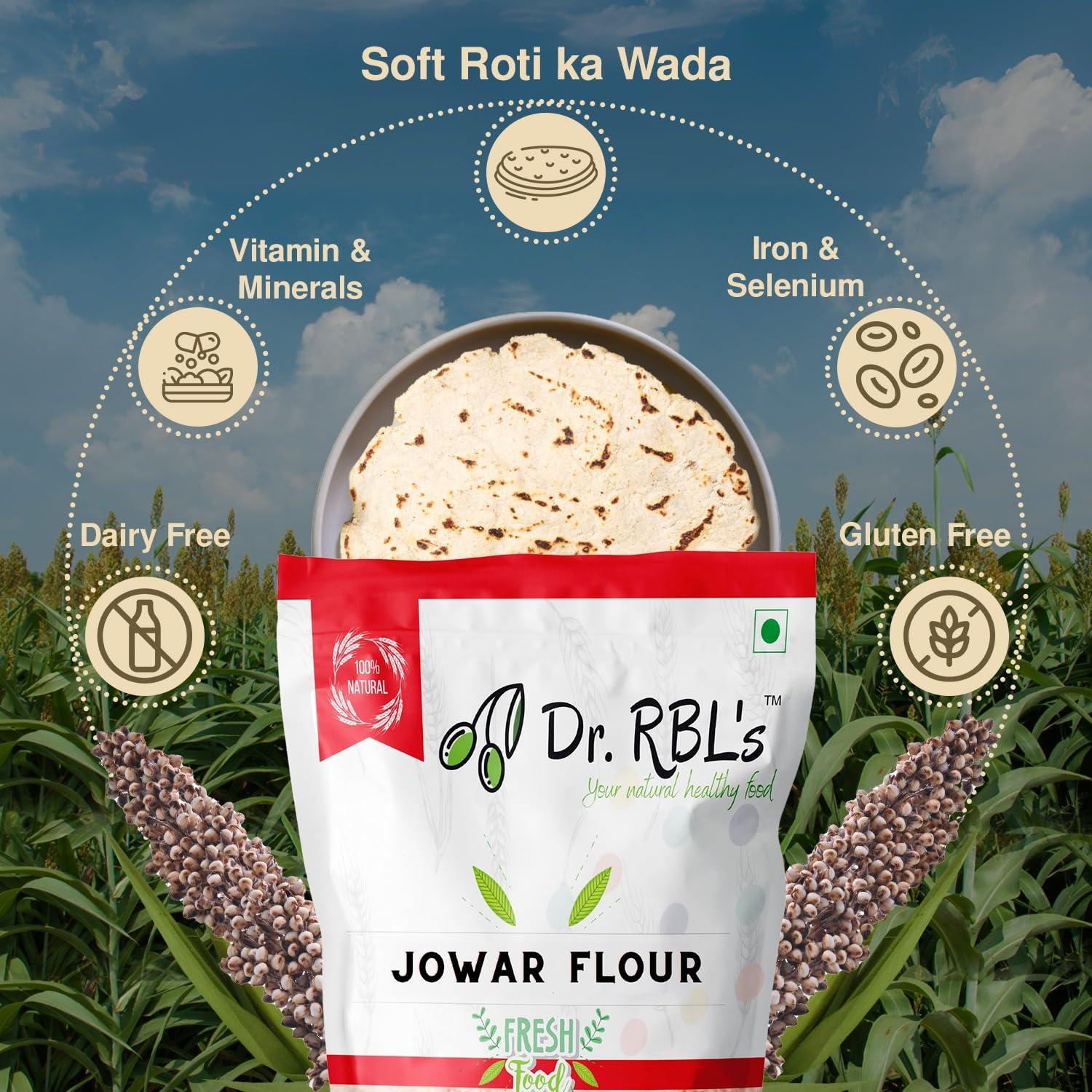 Dr. RBL\'s Dr. RBL\'s Jowar Flour | Sorghum Flour Jowar Atta | Rich in Protein Millet Flour/Atta| 100% Fresh & Natural | High Protein | Immunity Booster Gluten Free | Pack of 6-3 KG