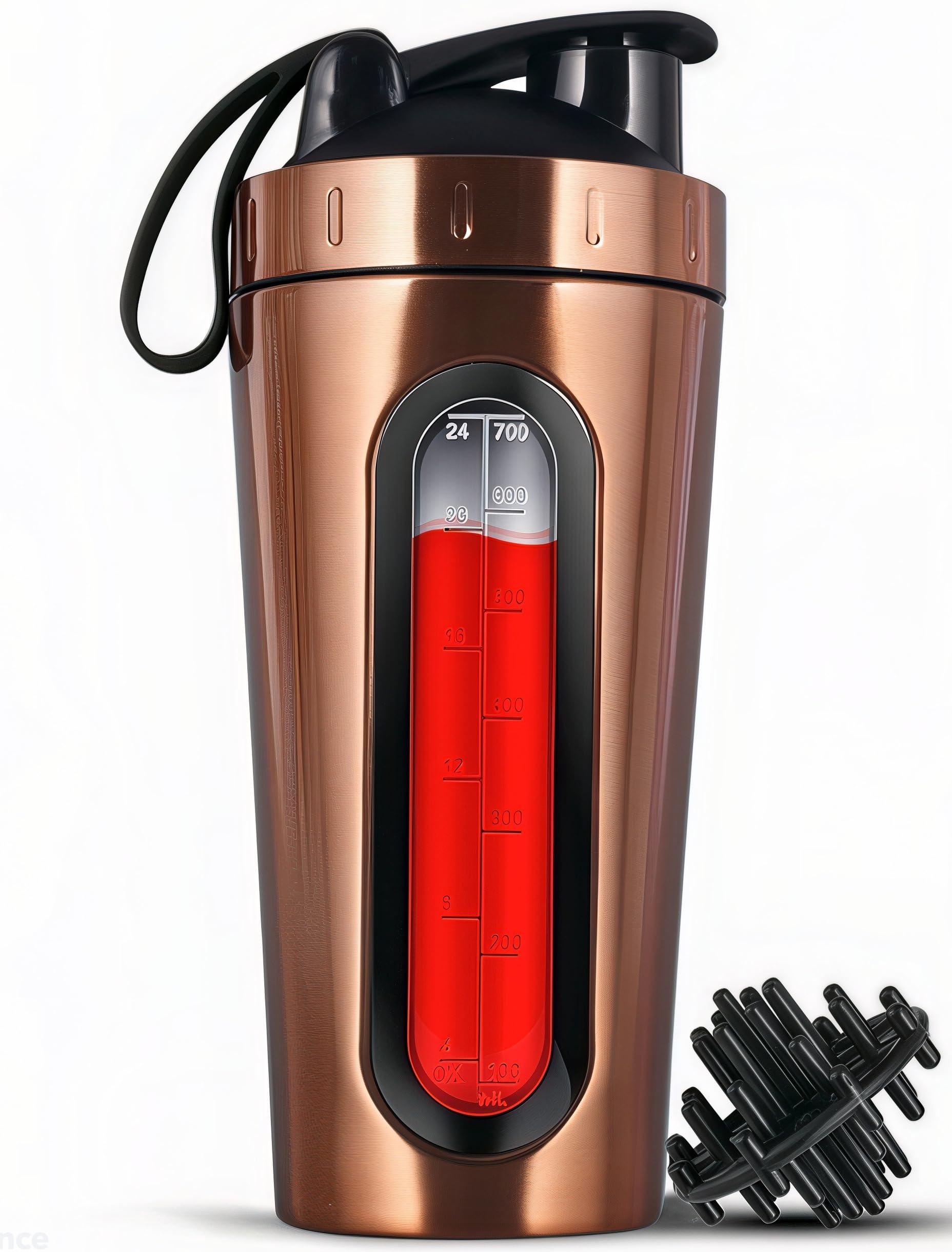 BURRDOFF BURRDOFF Bpa Free Stainless [Visible Window] Steel Shaker Bottles For Protein Shake, Gym (Copper Rose Gold) - 950 Ml, Pack Of 1, 850 Milliliter