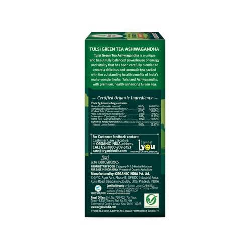 Organic India_ARIPL Organic India Tulsi Green Tea Ashwagandha - 25 Tea Bag (Pack of 1)