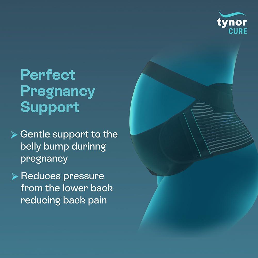 TYNOR TYNOR Pregnancy Support | Maternity Belt for Lower Back Pain Relief & Posture Support | Adjustable, Comfortable Design for Pregnent Women | Pack of 1 (Black, Medium)