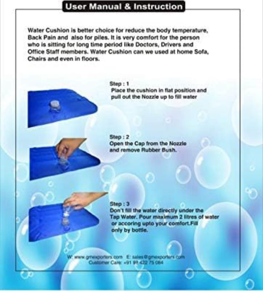 SAFE ANB TOUCH SAFE ANB TOUCH Water Cushion for Chair | Car Cushion for Car Seat, Pregnancy, Old People, Office Chair with Active Cooling, Water Cushion