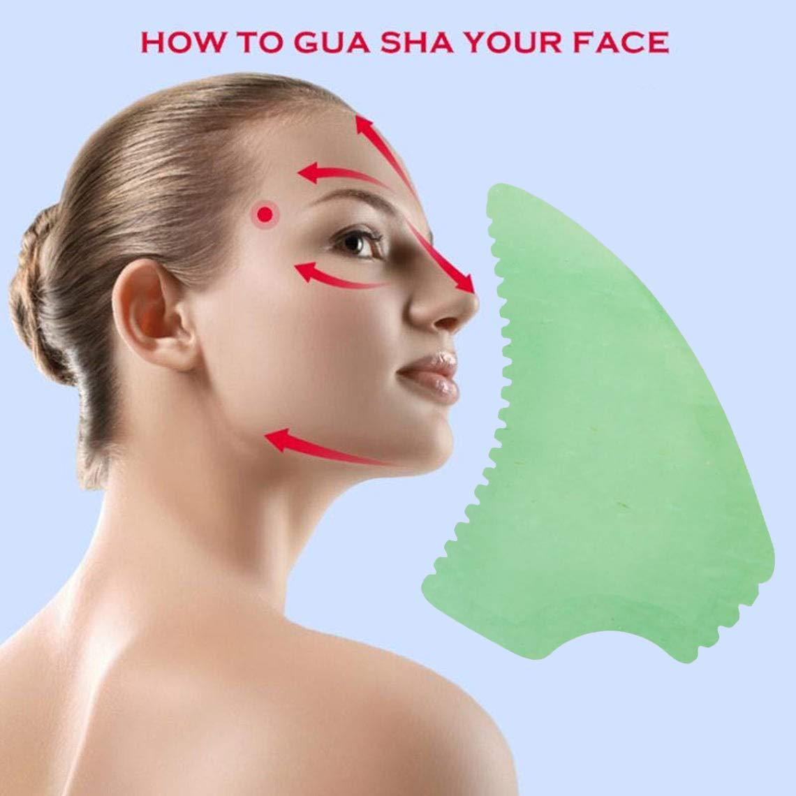 Pinkcity Creation Natural bian Green Aventurine gua sha Stone,Gua Sha Tool,Face Massage,Facial Scraping Massager Stone