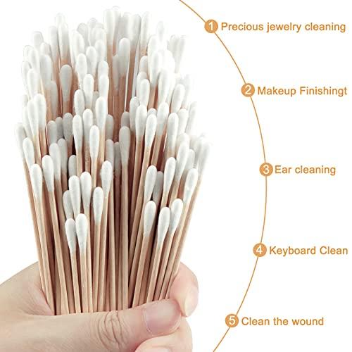 lemoonwuu 200PCS Cotton Swab - 6 Inch Cotton Sticks - Cotton Ear Swabs for Wound, Navel, Oral Cavity, Gynecological Care and Pet Ear Cleaning