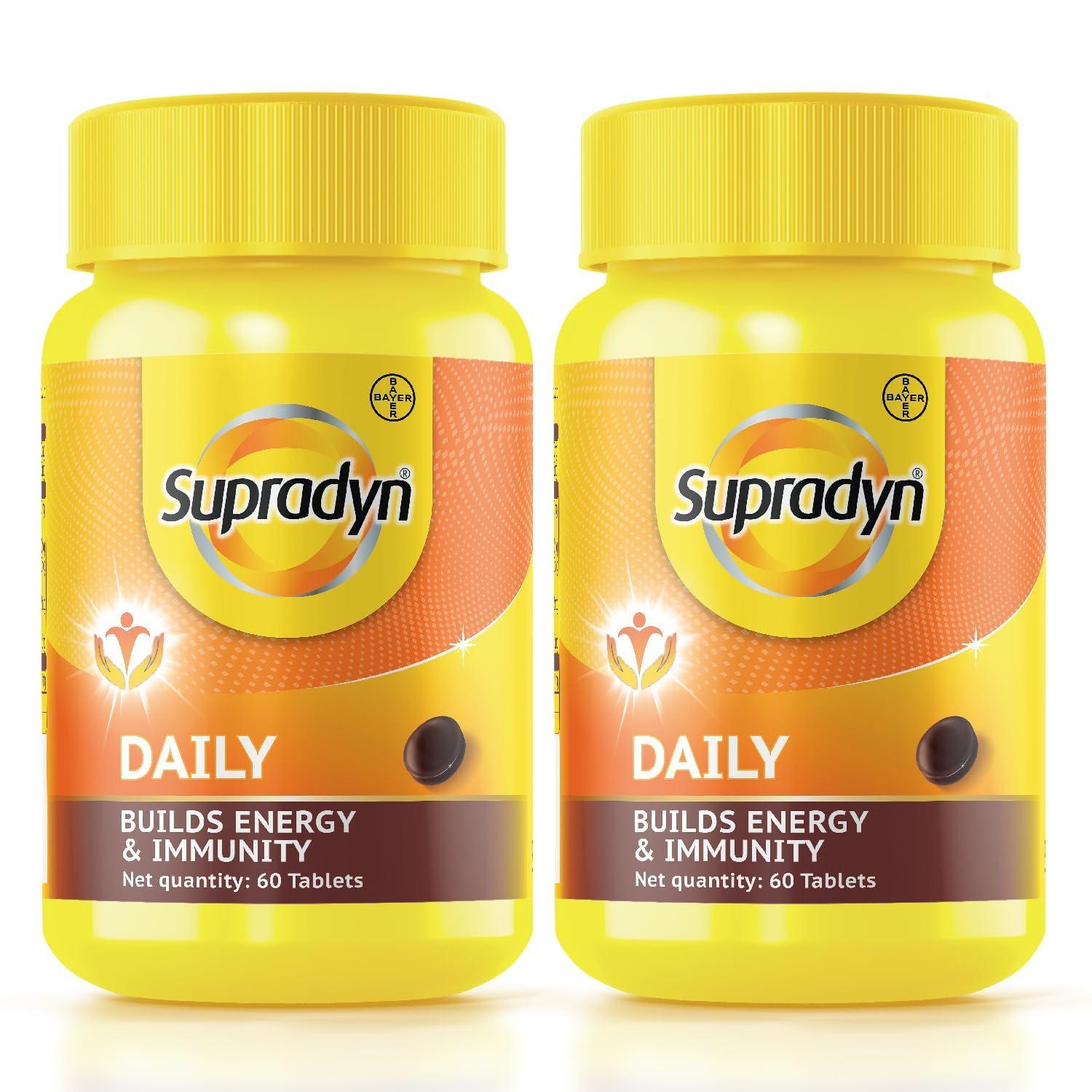 Supradyn Supradyn Daily, India\'s No.1 Multivitamin (120 tablets) with Biotin, Vitamin C, Vitamin D3, Calcium, Zinc for Daily Immunity & 2X Energy for Men & Women