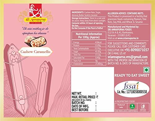 Sri Annapurna Sri Annapurna Cashew Caramello Sweets Box Healthy & Tasty Indian Mithai Delicious Cashew Caramello Mithai Box Suitable for Any Occasion Made up of Pure & Natural Ingredients (Weight- 500 Gms)