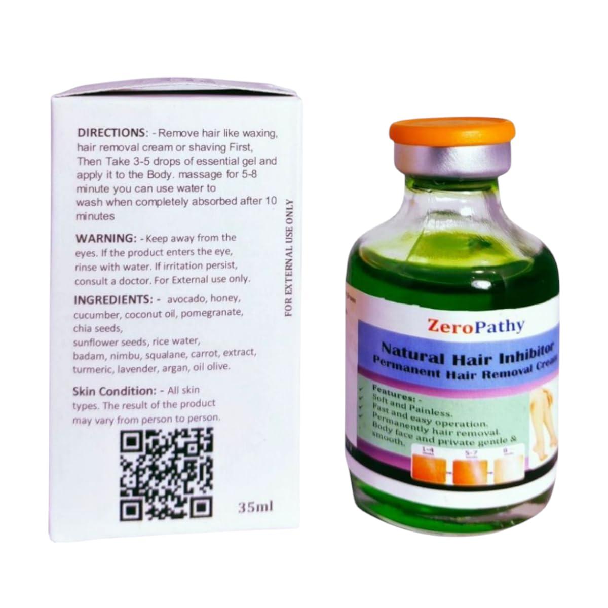 Zero Pathy Painless Permanent Hair Removal gel Painless Hair Growth Removal and Gently Dark Spot Remover Cream 90 DAYS permanently