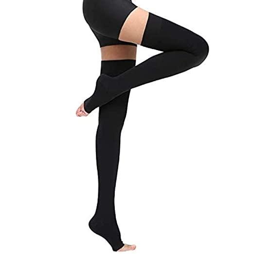 Never Quit Never Quit Compression Stockings | Compression Socks |Compression Stockings For Varicose Veins | Stockings For Men & Women (Thigh Length) | Varicose Vein Stockings (Small, Black)