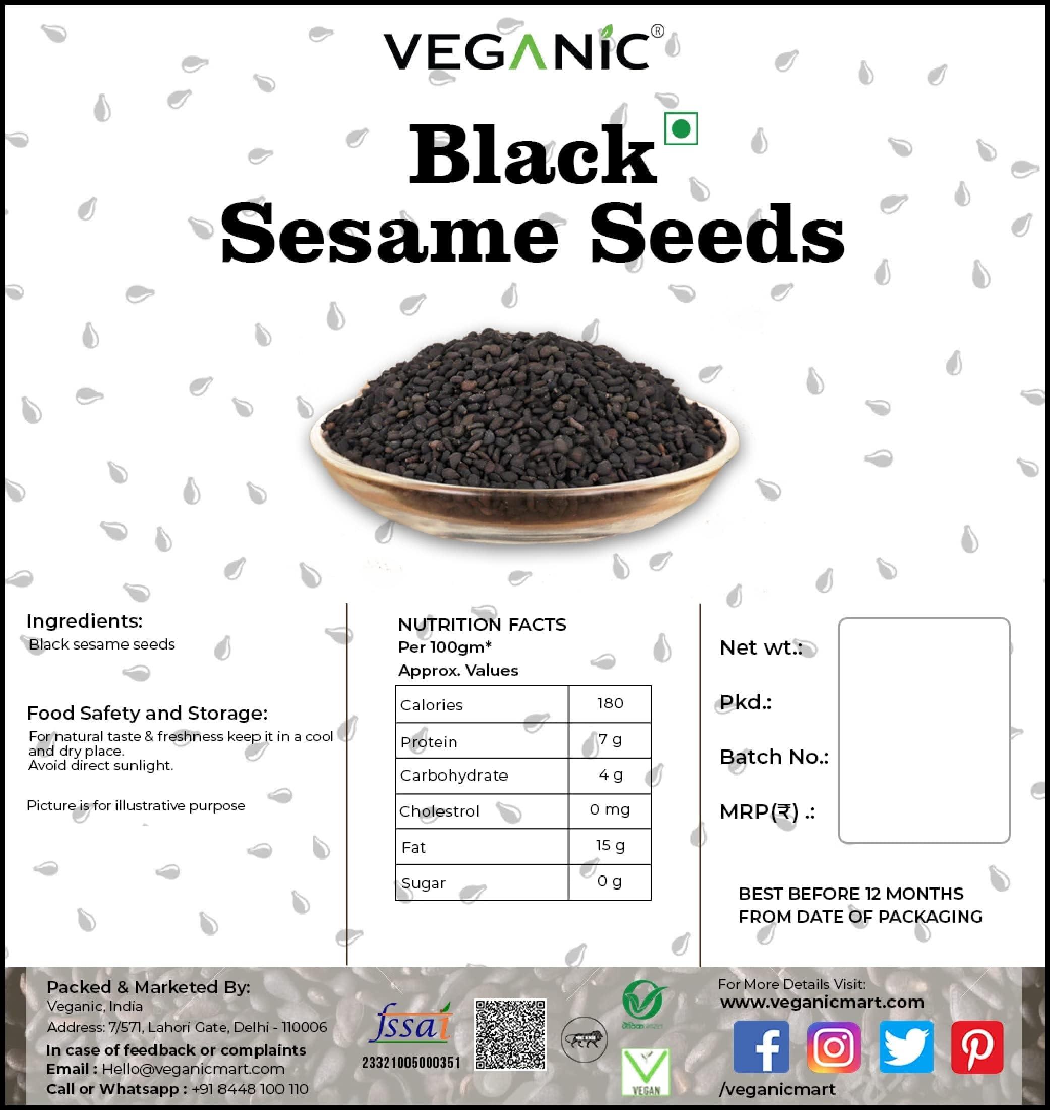 Veganic Veganic Black Sesame Seeds | Kale Till For Pooja - 400gm