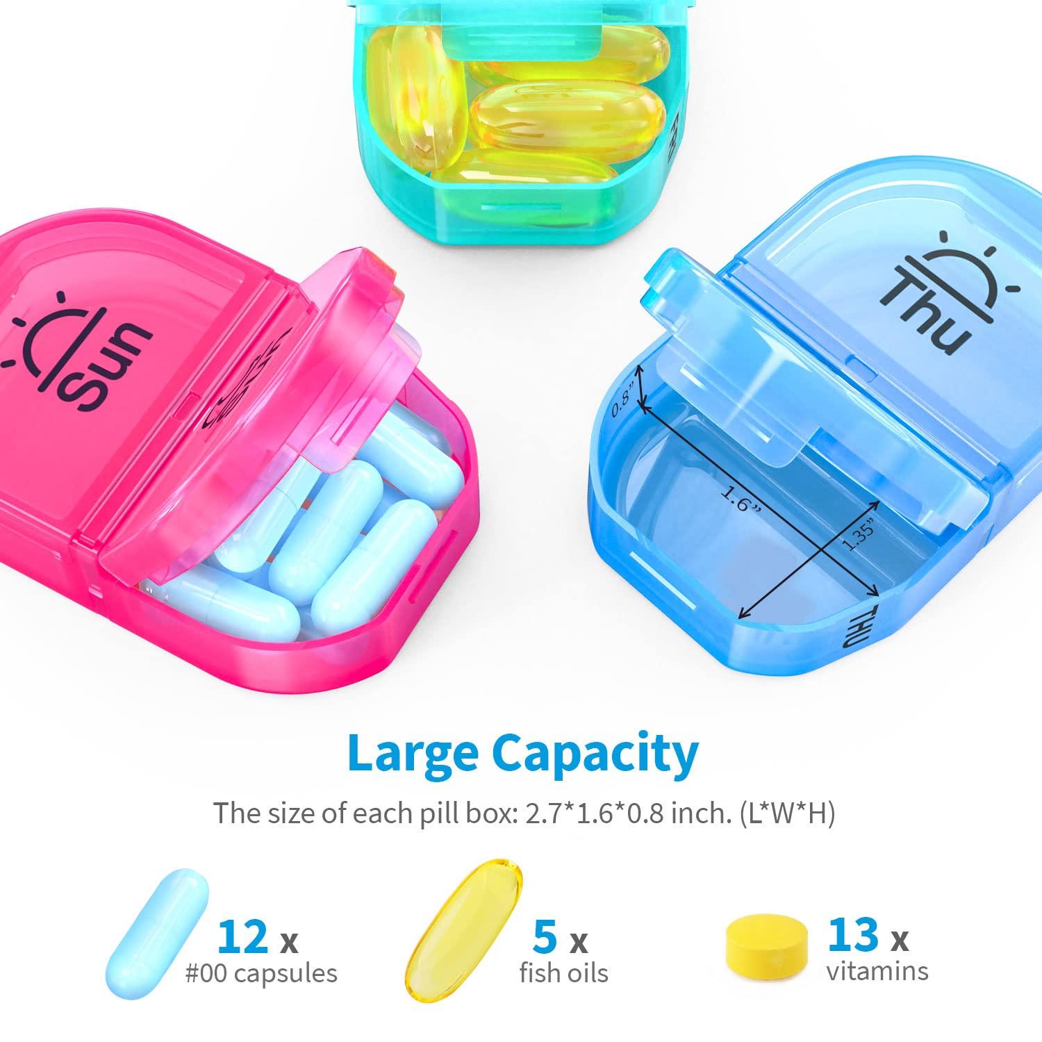 ZIKEE Zikee Weekly Pill Organizer 2 Times a Day, AM PM Pill Box with 7 Detachable Pill Case to Hold Medicine, Medication, Vitamins and Fish Oils (Clear)
