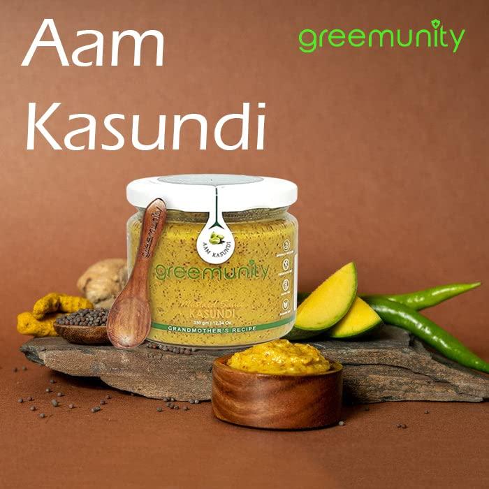 GREEMUNITY GREEMUNITY | Kasundi n Aam Kasundi Combo Pack - Original Bengali Kasundi - Authentic Handmade Orginal Bengali Kasundi n Mango Kasundi,Mustard Sauce and Mango Mustard Sauce 350 gms each [Pack of 2]