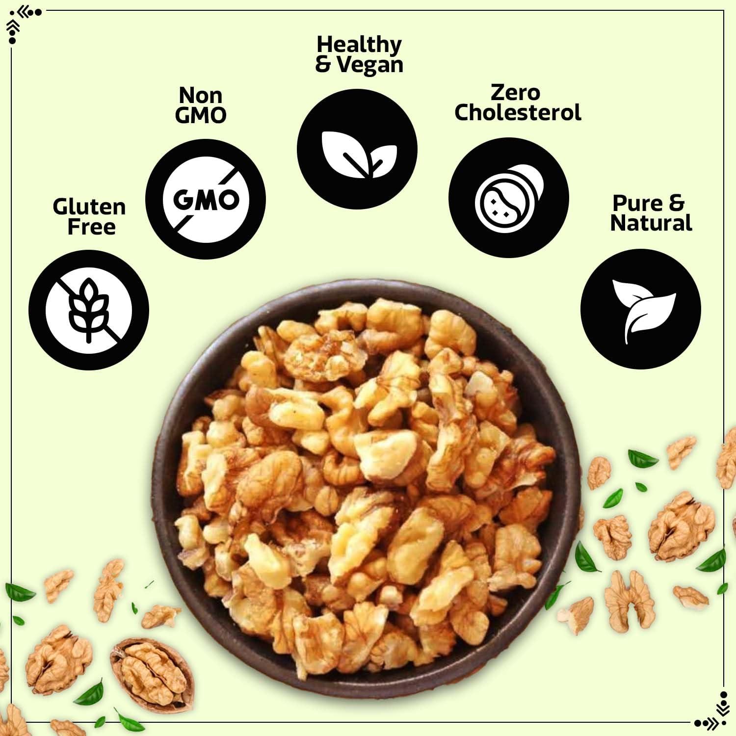 WONDERLAND FOODS (DEVICE) WONDERLAND FOODS (DEVICE) Natural Dried Broken Walnut Kernels (Akhrot Giri) 400G Pouch|Rich In Protein & Antioxidants|Low Calorie Nut|Dry Fruit For Snacking & Baking