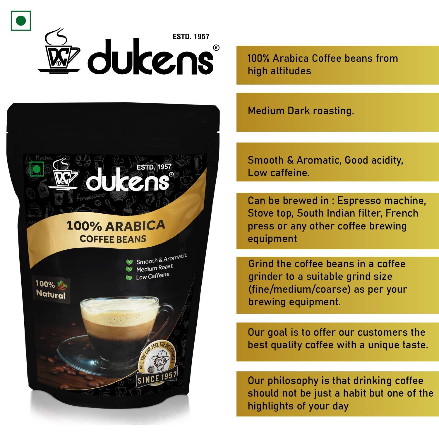 Dukens 100% Arabica Coffee Beans 200gm Pouch by Dukens DUKACB200