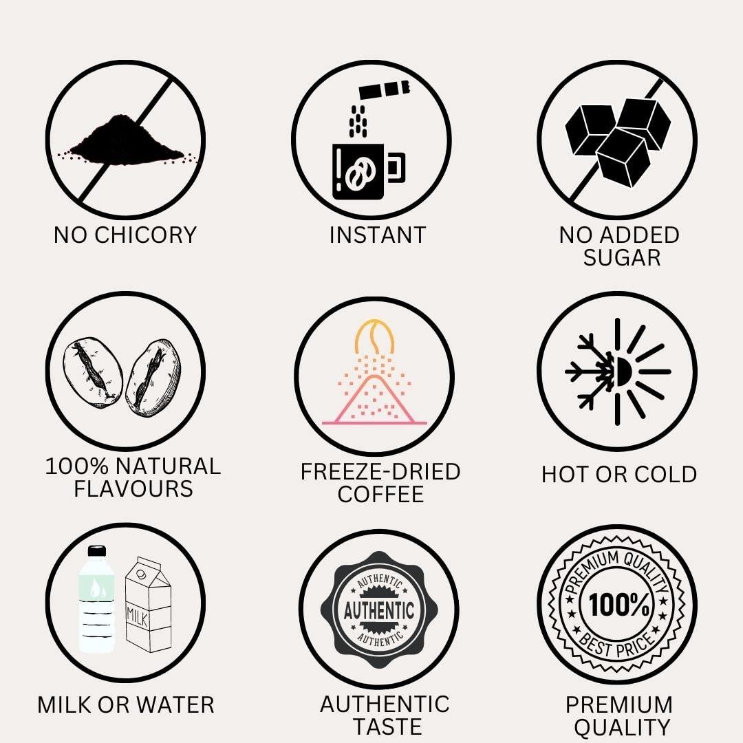 DYNE Dyne Instant Coffee (Robust Strong Coffee) | 70 Grams | Premium Arabica Beans | Premium Strong Coffee | Hot & Cold Coffee | Strong Coffee | Dark Roast | Instant Coffee