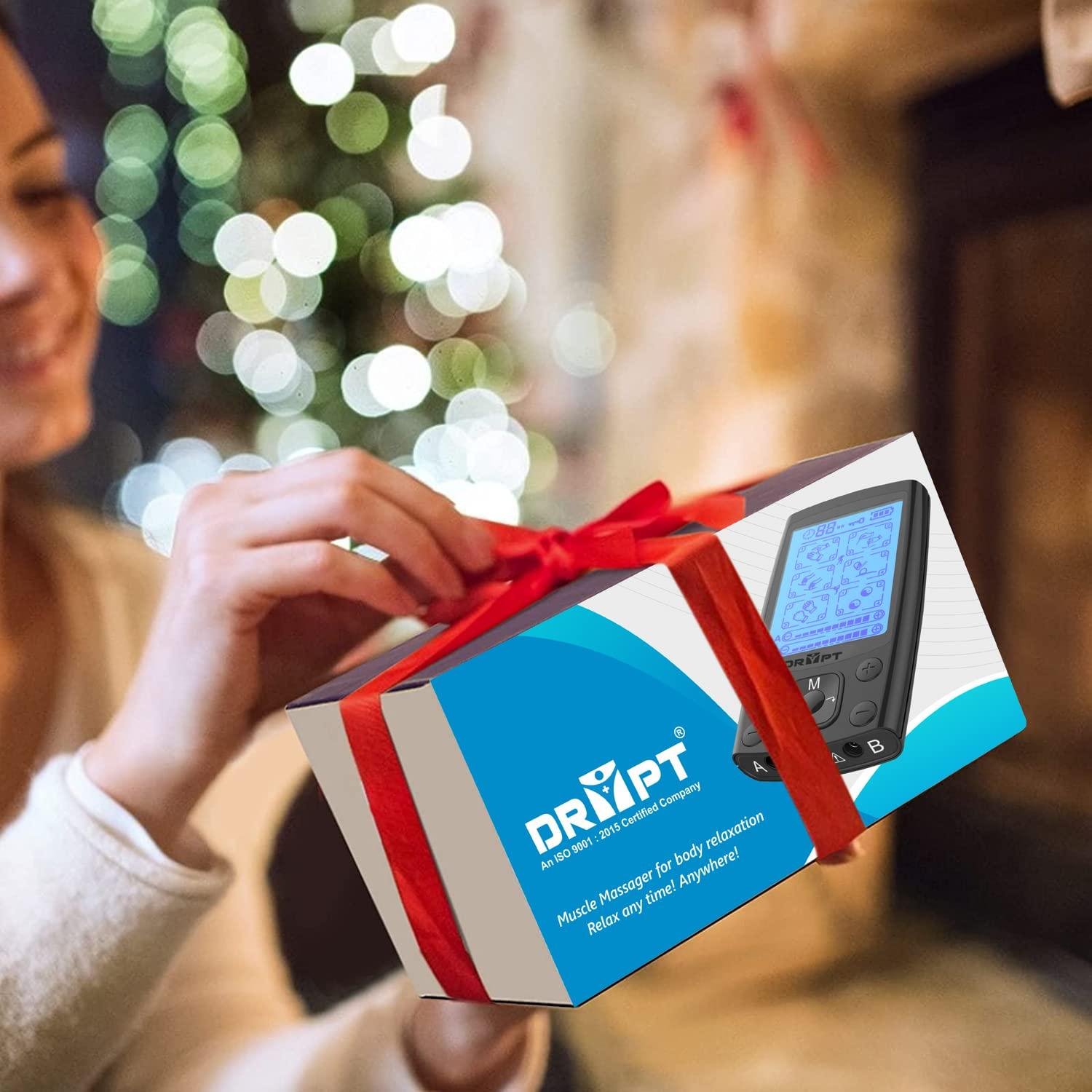 DR PT DR PT Smart Muscle Massager Dual Channel TENS EMS Unit for Pain Relief Therapy, Electronic Pulse Massager 10 Pads, Dust-Proof Drawstring Storage Box,Fastening Cable Ties, Battery Powered, Black