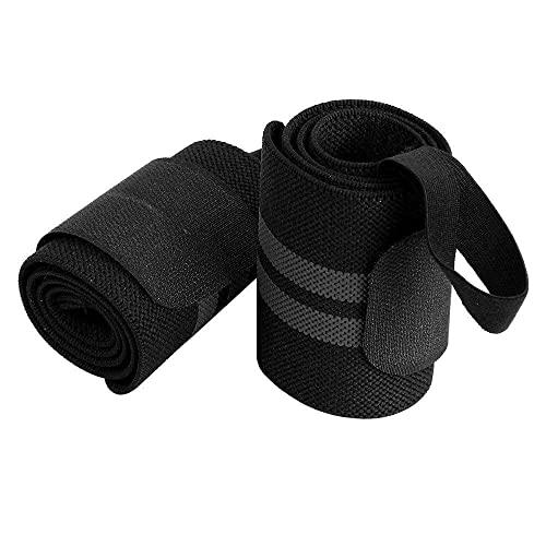Venom Venom Wrist Wrap (1 Pair) 20 Inch Long, Wrist Supporter for Physiotherapy, Wrist Wrap, Hand Band with Adjustable Size Strap & Thumb Loop, Weight Lifting Wrap, Sports Training (Black & Grey)