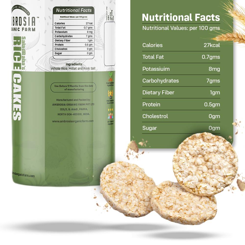 Ambrosia Organic Farm Ambrosia Organic Farm Healthy Quinoa Rice Cake 27 Calories, No Fat, No Cholesterol, No Sugar, Gluten Free, Lightly Salted (150g Each) (Pack of 4)