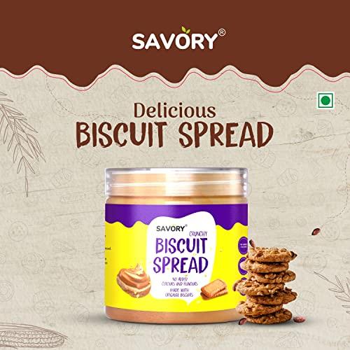 Savory Savory Combo Of Creamy Biscuit Spread(400g) + Crunchy Biscuit Spread(400g) | Made with Original Biscuits | No Added Colours & Flavours | Sweet Spread | Used in Cakes, Cookies, Muffins | Pack Of 2