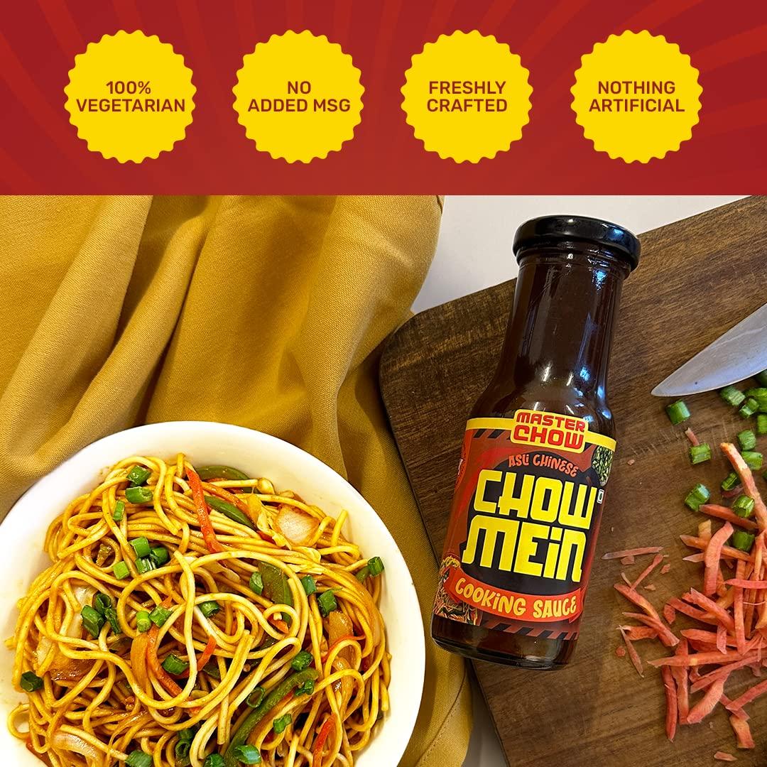 MasterChow MasterChow Chowmein Noodles - Chowmein Sauce & Healthy Whole Wheat|All Natural Ingredients|Get Street Style Chowmein In Just 10 Minutes - 300 Gram