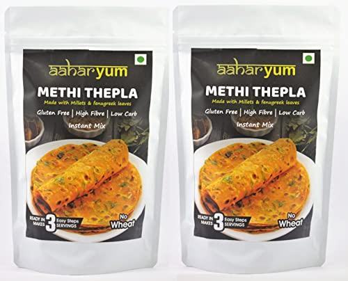 aaharyum Methi Thepla | Gluten Free | No Wheat | Fenugreek Leaves | Instant Soft Theplas | Pack of 2