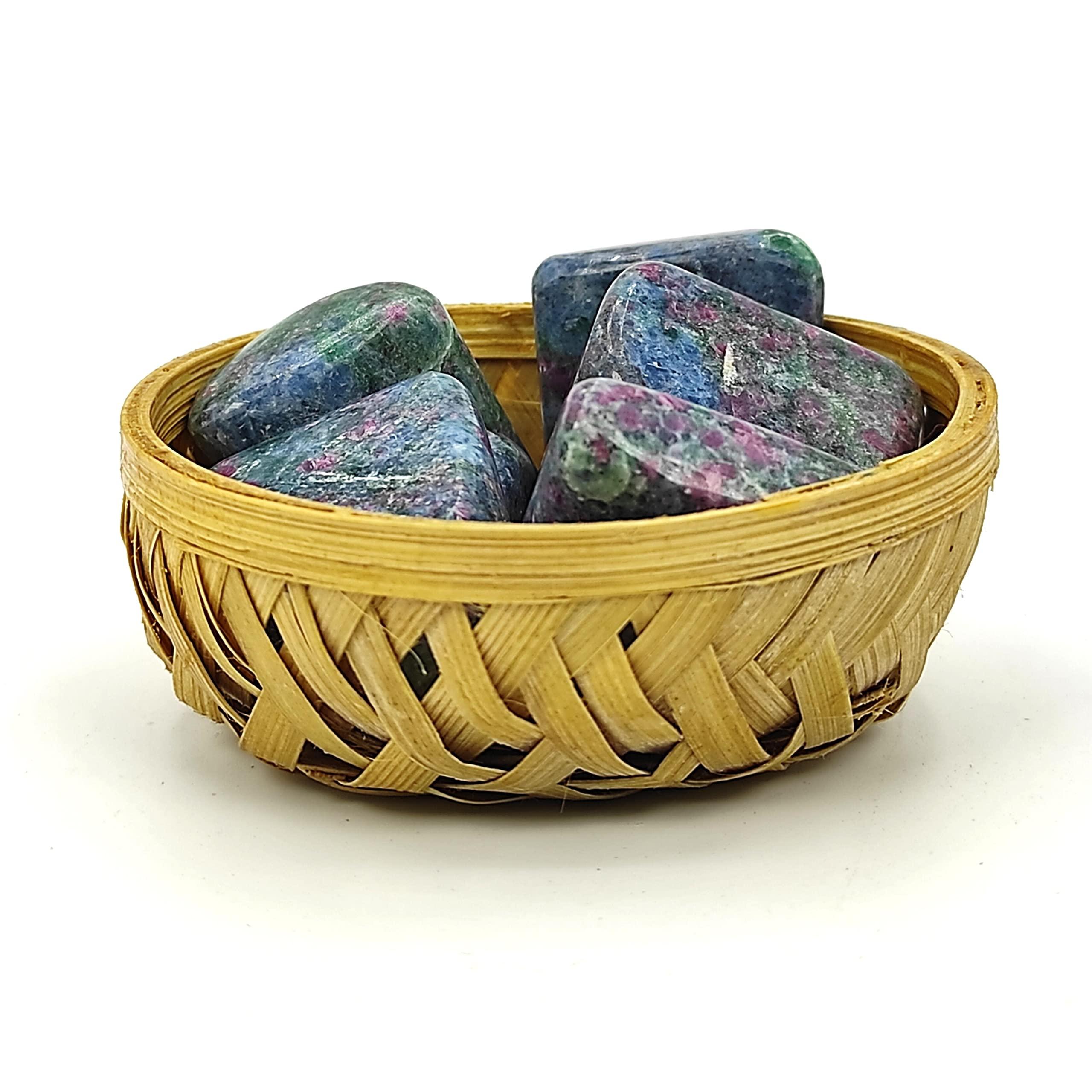 Plus Value Plus Value Ruby Kyanite Tumbled Pebbles Stone - Vastu Feng Shui Chakra Aura Personal Reiki Healing Crystals - 200grams with Basket