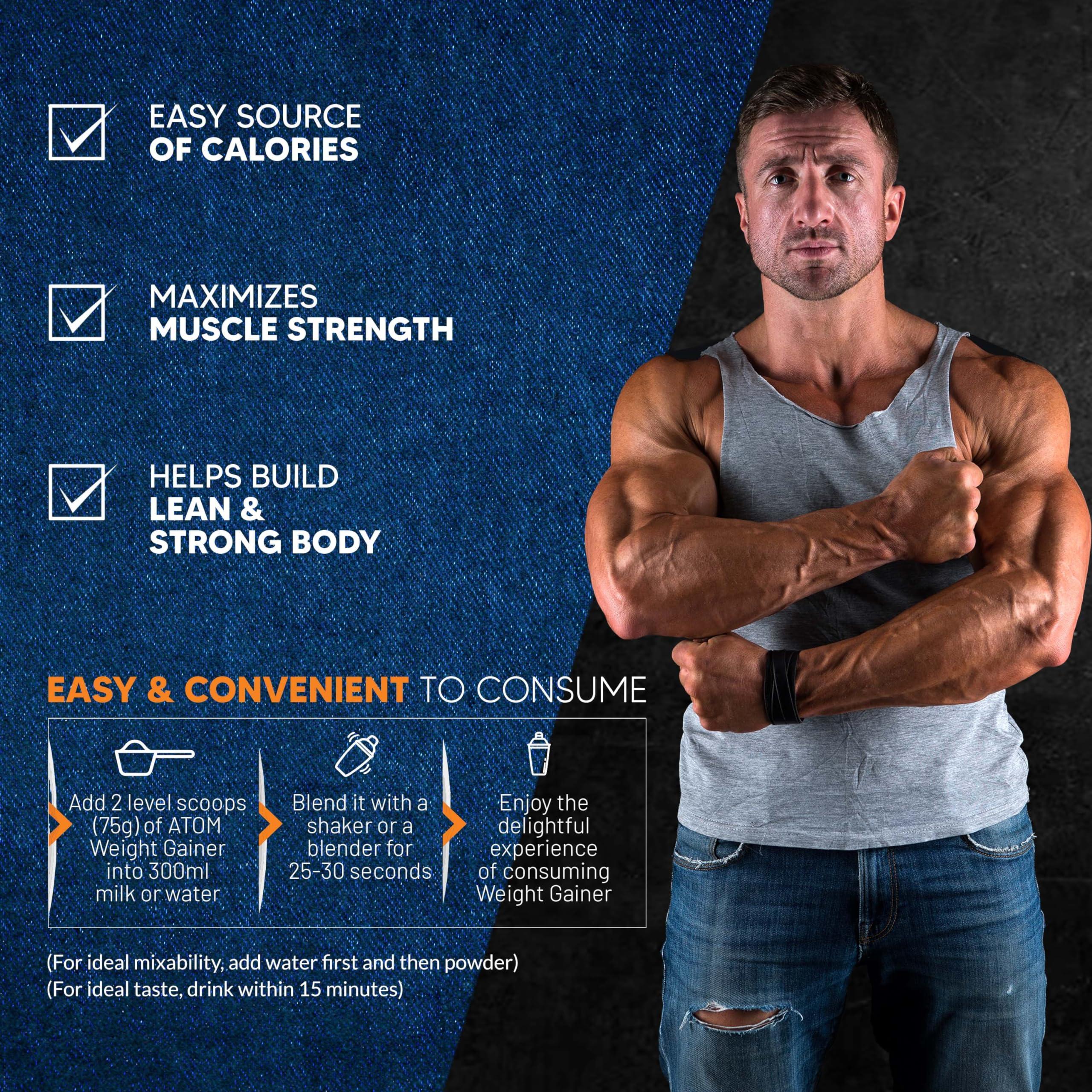 Asitis Nutrition Asitis Nutrition Atom Weight Gainerpowder 1Kg | 61.1G Carbs & 8.8G Proteins | Easy Source Of Weight-Gaining Calories | Boosts Workout Performance | Double Rich Chocolate Flavor