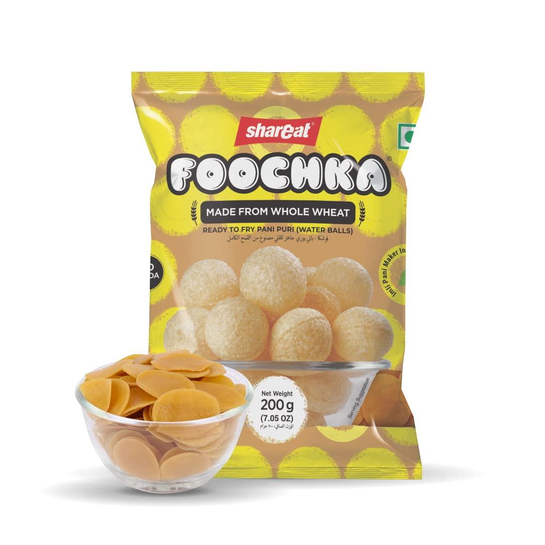 Shareat Pani Puri Kit Ready To Fry Hygienically Made Pani Puri/Golgappa 300 Puri In Packets And 2Litre Phudina Pani Maker & 1.4 Imli Pani Maker Foochka Mint Kit by Shareat (pack of 4),4 Piece Set