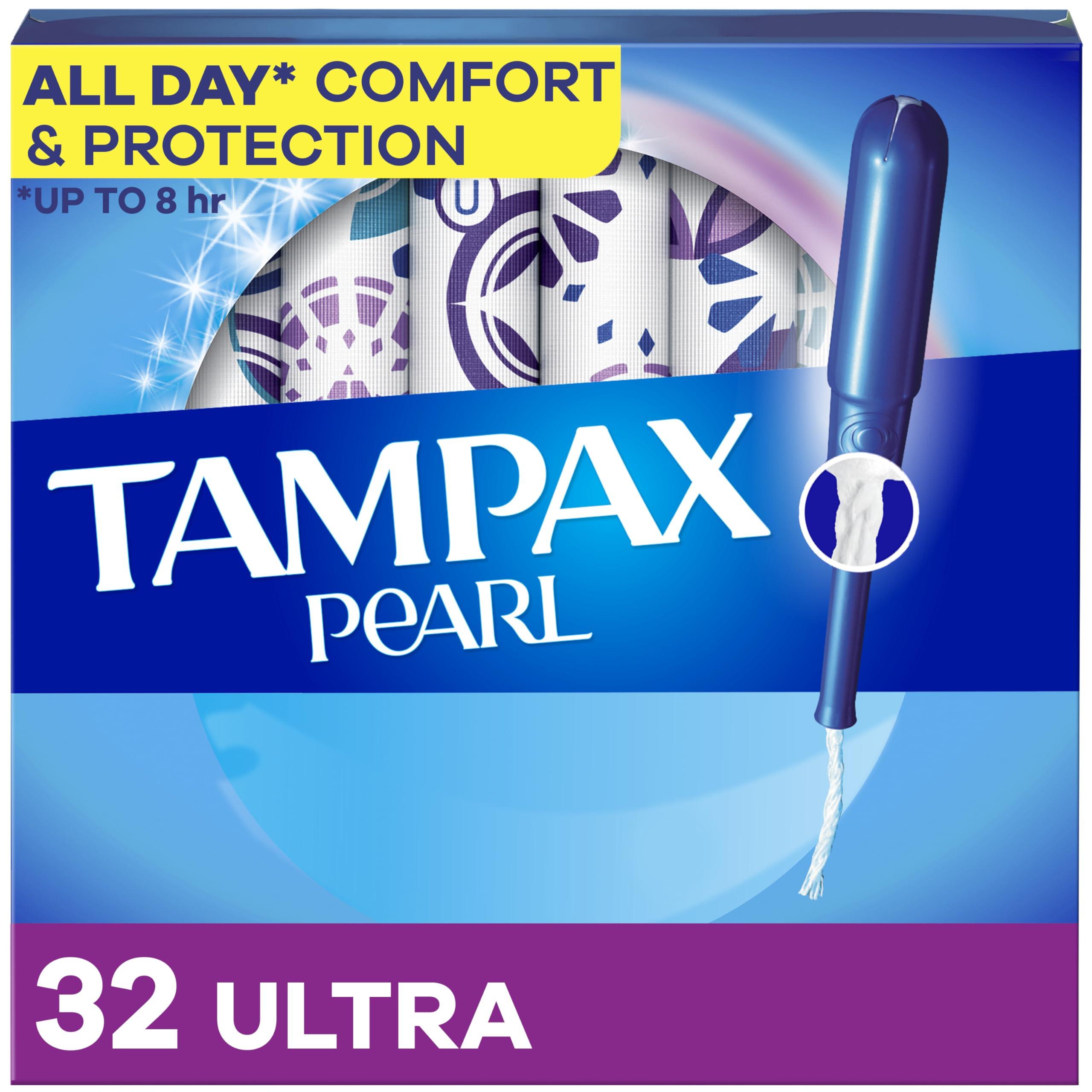 Tampax Tampax Pearl Tampons Ultra Absorbency with Leakguard Braid, Unscented, 32Count