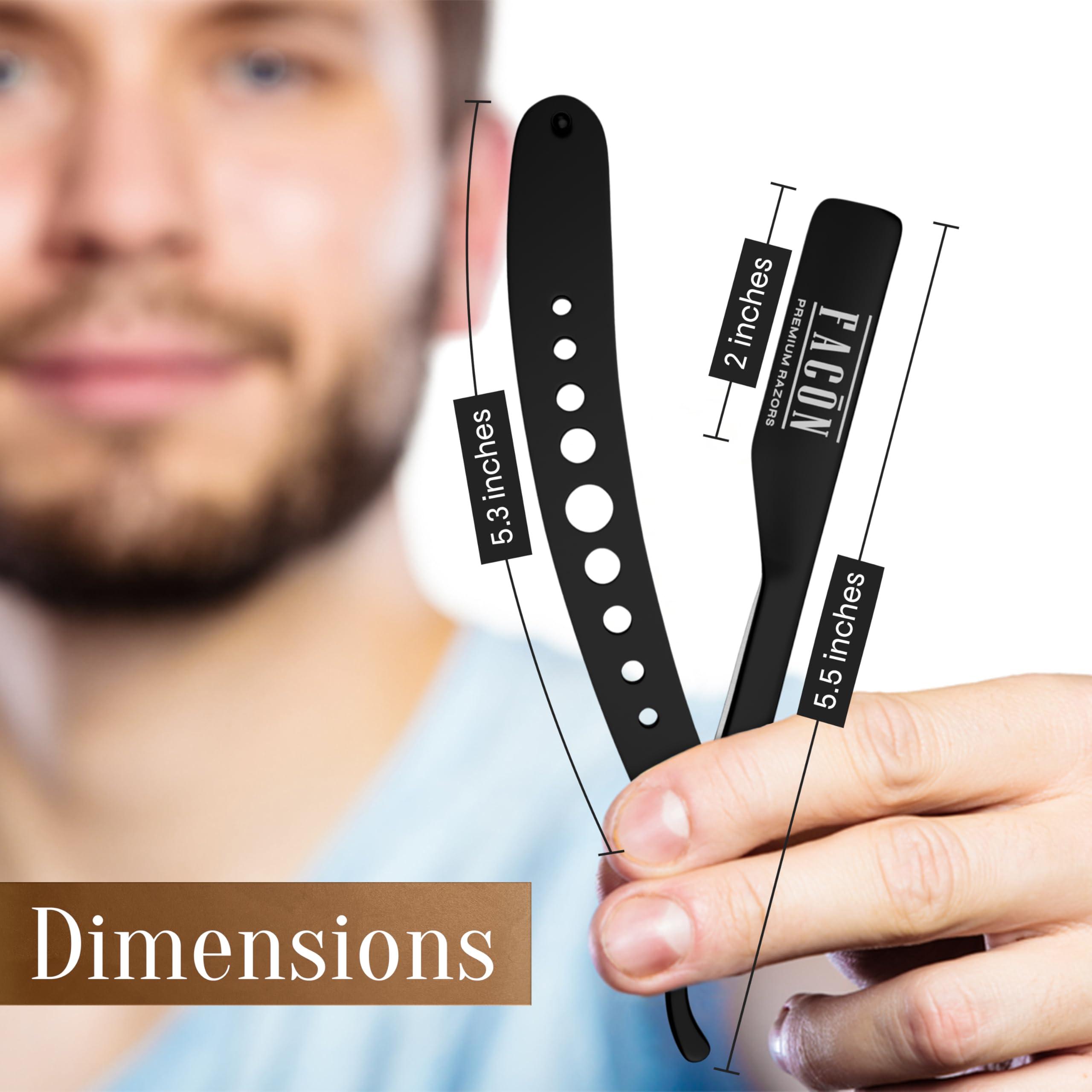 FACON Facón Professional Straight Edge Barber Razor/Rasoirs/Rasoi with Adjustable Tension Screw - Salon Grade Quality Cut Throat Shavette - Japanese Stainless Steel - Black & Gold Limited Edition Gift Box