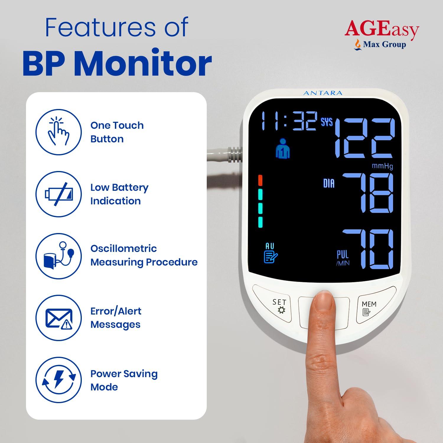 AGEasy AGEasy (Max Group) Fully Automatic Digital Blood Pressure Monitor | 2 Years Warranty | Portable, Lightweight BP Machine for Monitoring Hypertension & Managing Heart Health| Arm Circumference (22-42cm)