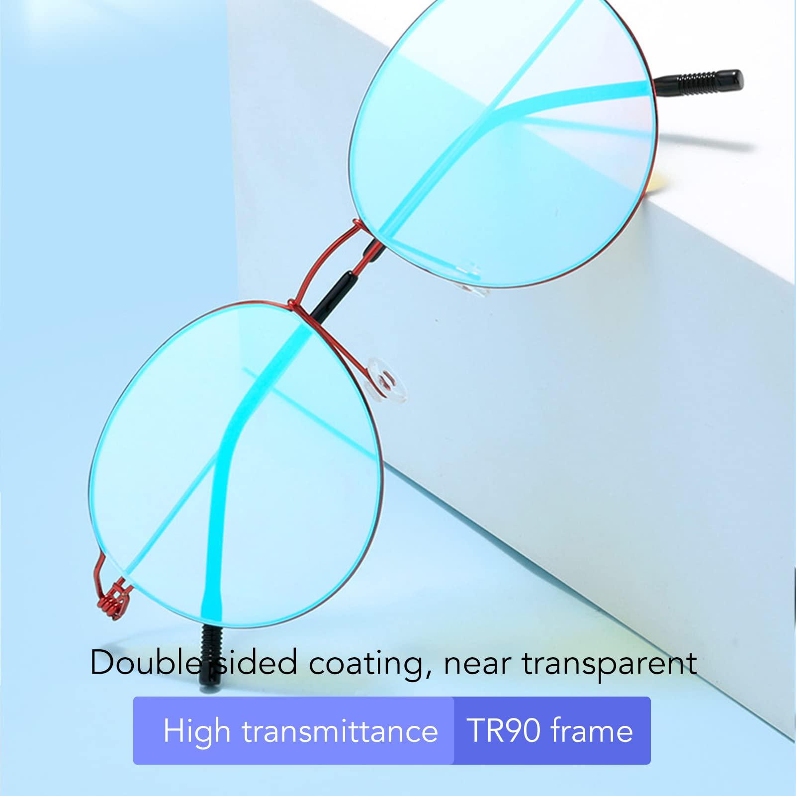 cooden Red Green Color Blind Glasses, PC Lens Stainless Steel Frame Colorblind Glasses for Men Women Colorblind Correcting Glasses for Red Green Blindness Indoor Outdoor Use (Red Frame)