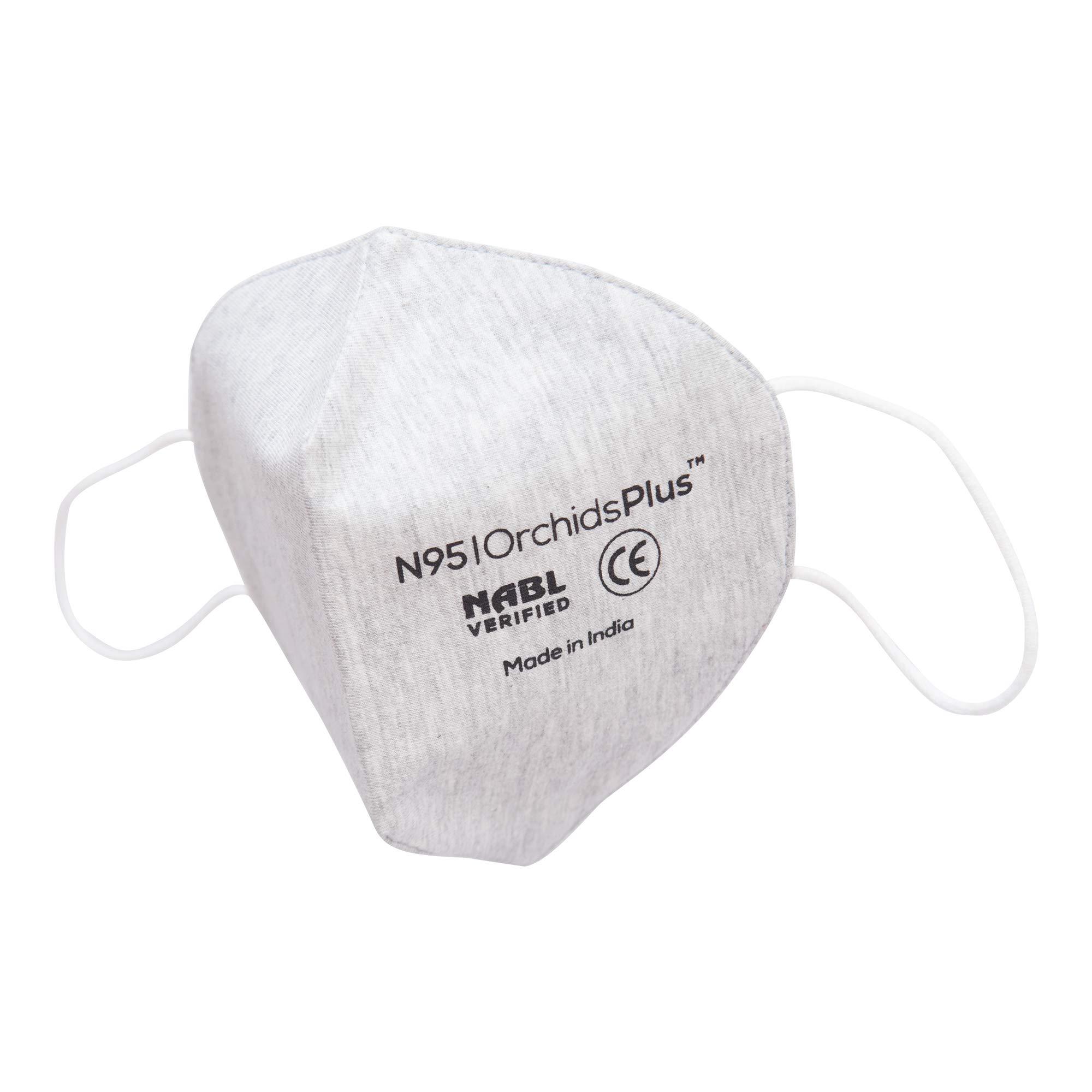 OrchidsPlus OrchidsPlus N-95 Face Mask | 3 Layer (2 Layer 100% Cotton, 1 Layer Melt Blown Filter) | Reusable | High Filtration Efficiency (Pack of 10, Grey)