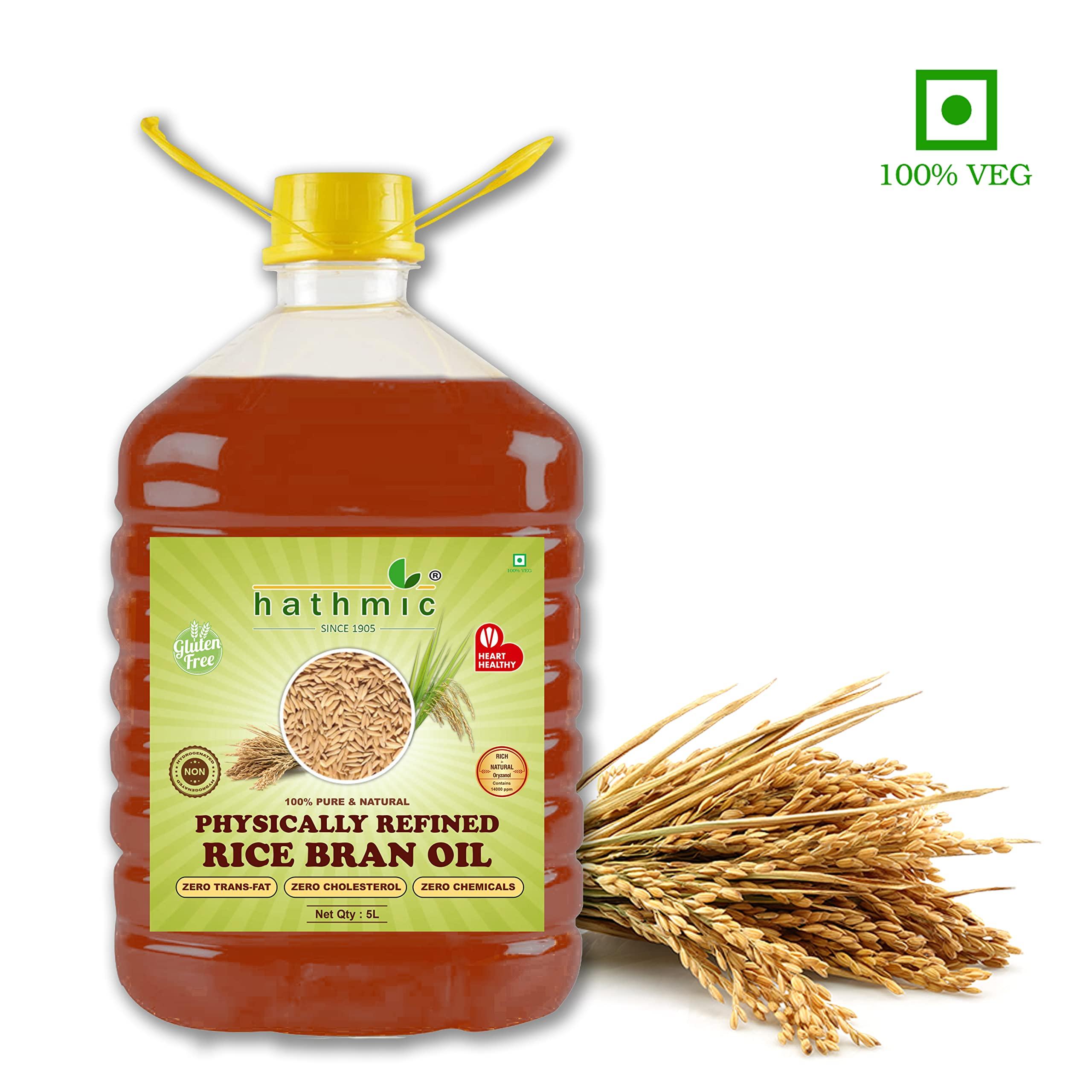 hathmic Hathmic 100% Pure Physically Refined Rice Bran Oil , 5L