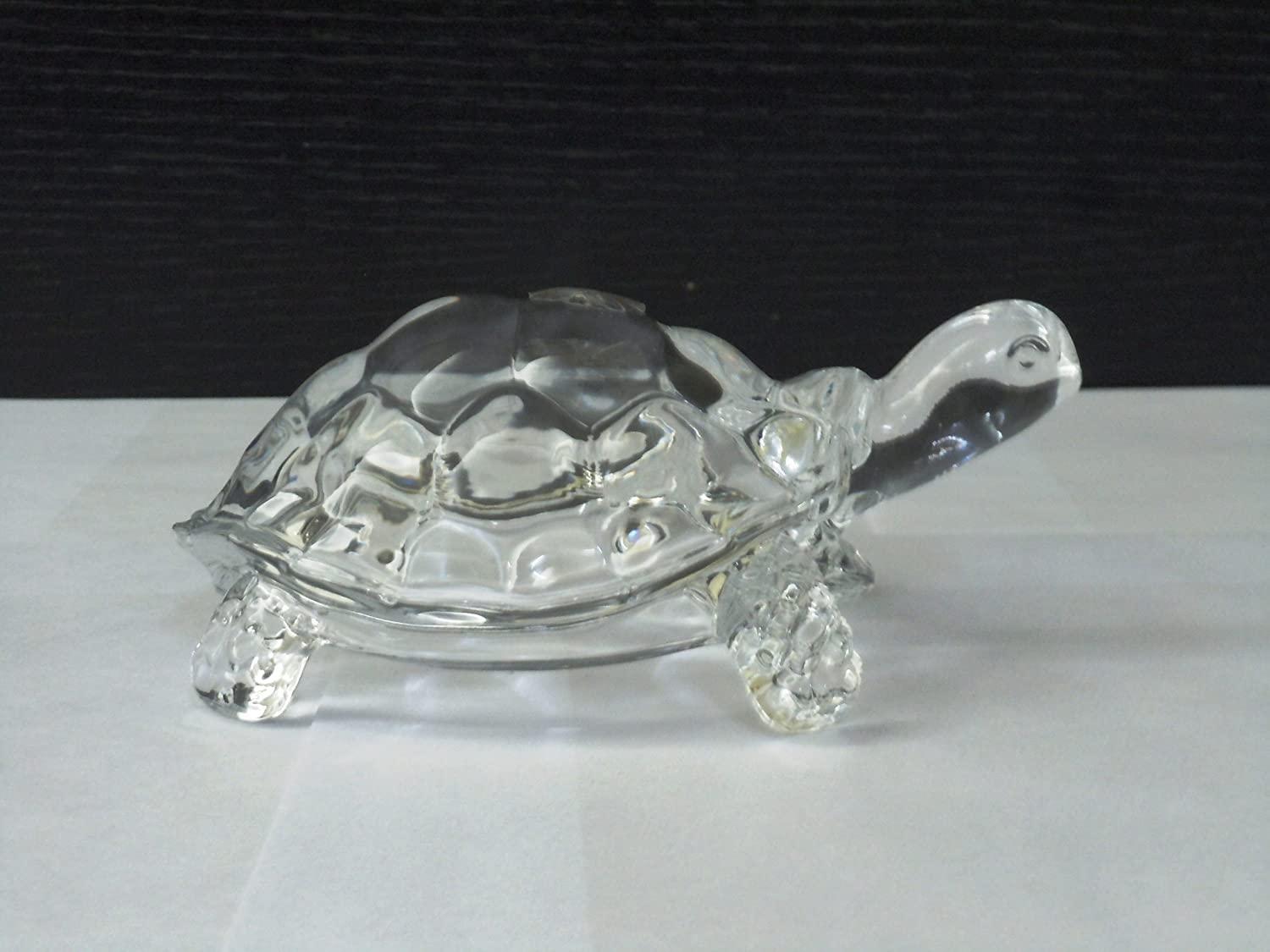IndianStore4All IS4A Fengshui Vastu Original Clear Crystal Turtle for Peace & Prosperity (3 Inch Small)