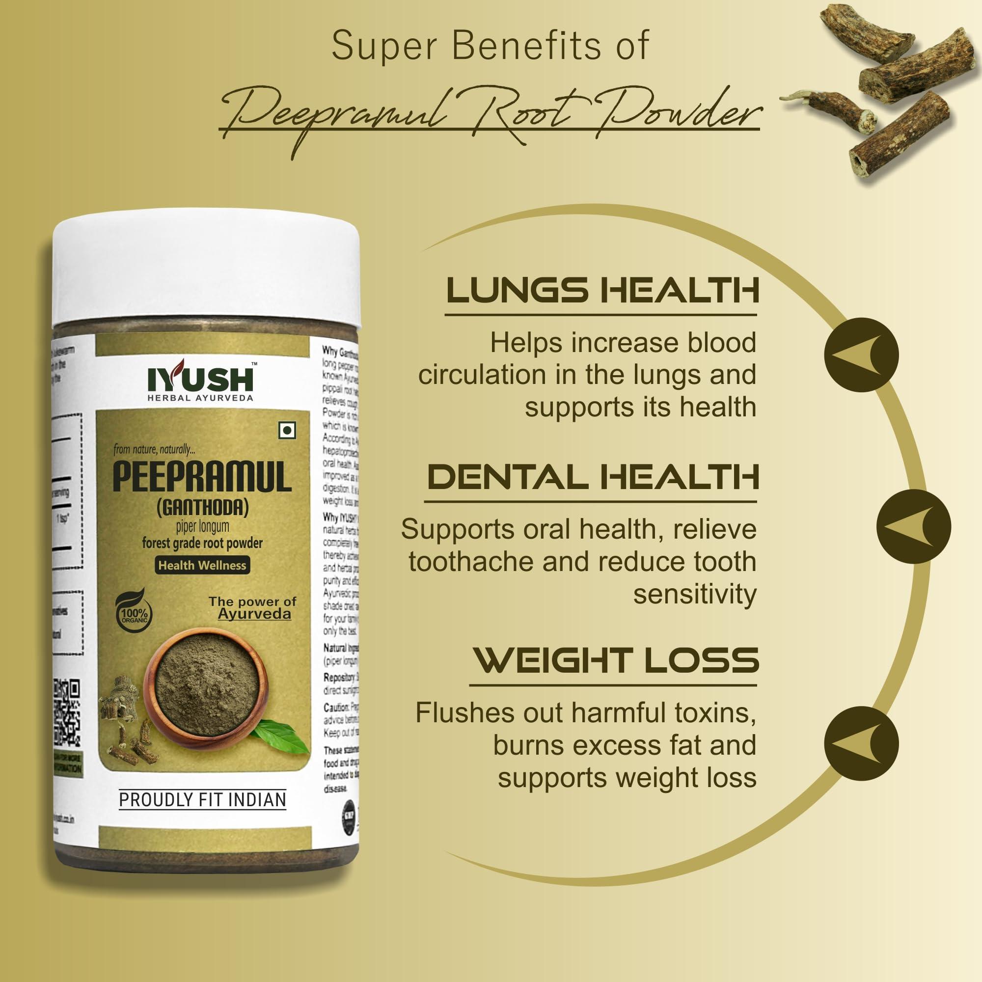 IYUSH Ganthoda Powder, 250gm | Pipramul Powder| Ganthoda Powder Organic | Peepramul Powder | Pippali Root Powder | Nurturing Bone Health and Mobility | Herbal Powder for Holistic Health Wellness |