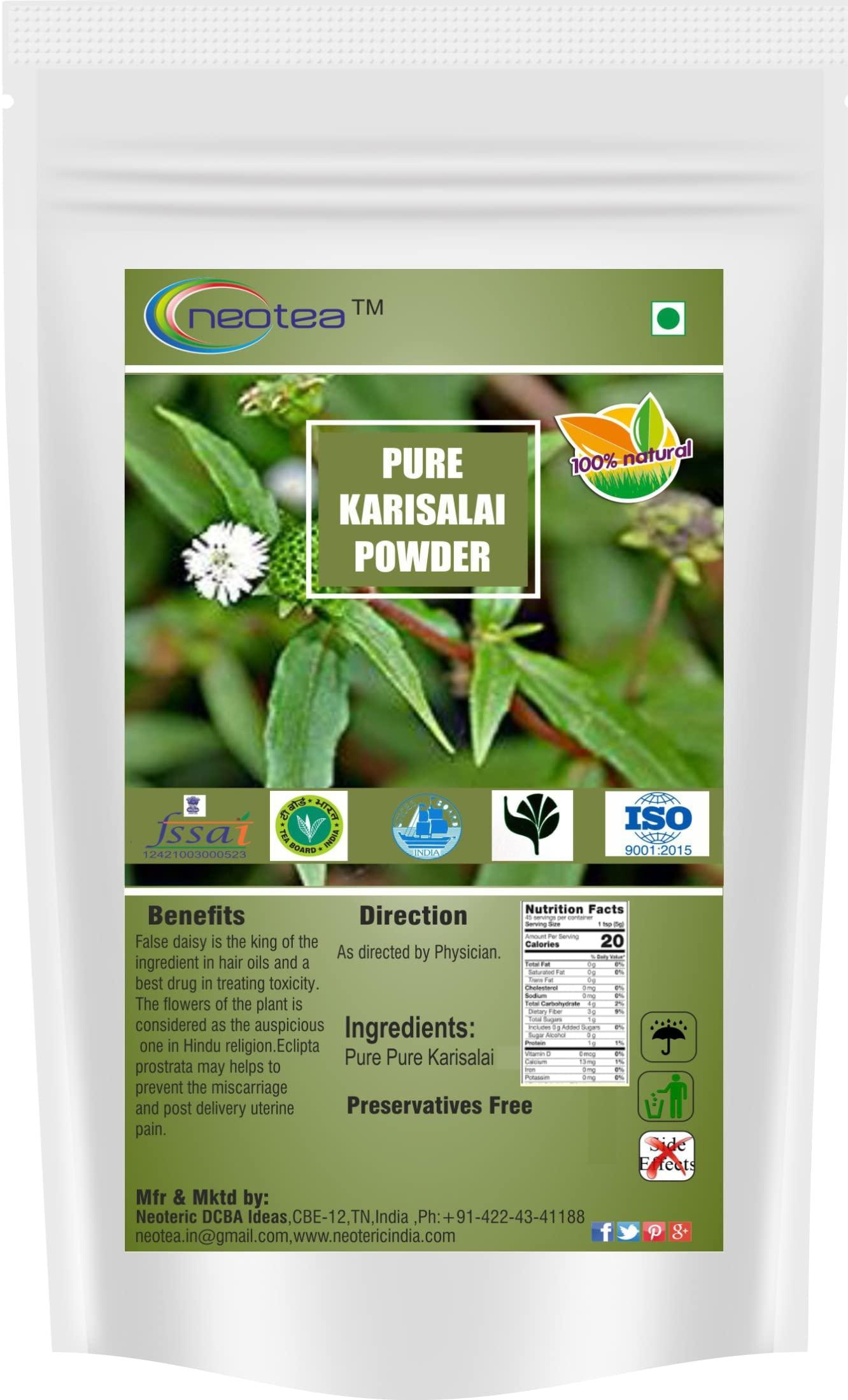 neotea Neotea Karisalankanni Bhringraj Powder | Eclipta Alba | White Prostrata | Natural Hair Growth & Scalp Care | Dandruff Control | Liver Support | False Daisy Leaves | No Preservatives | Pure & Chemical-Free | Kayonni, Kesaraja, Bhangra | Karisalai 300 
