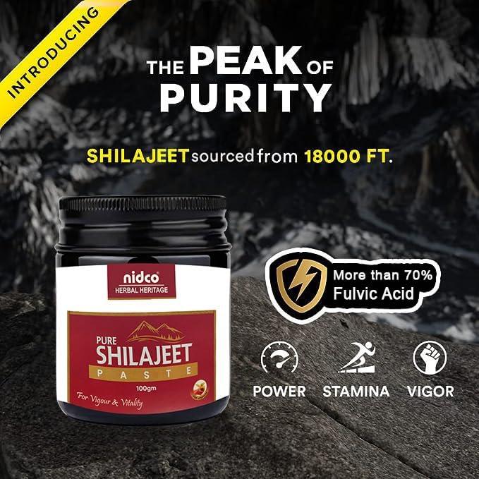 NIDCO Herbal Heritage NIDCO Herbal Heritage Shilajeet (Shilajit) Pure Resin | Paste 100% Ayurvedic Boost Performance Strength, Stamina, Endurance and Power| Maximum Potency & Immune Support (100gm)