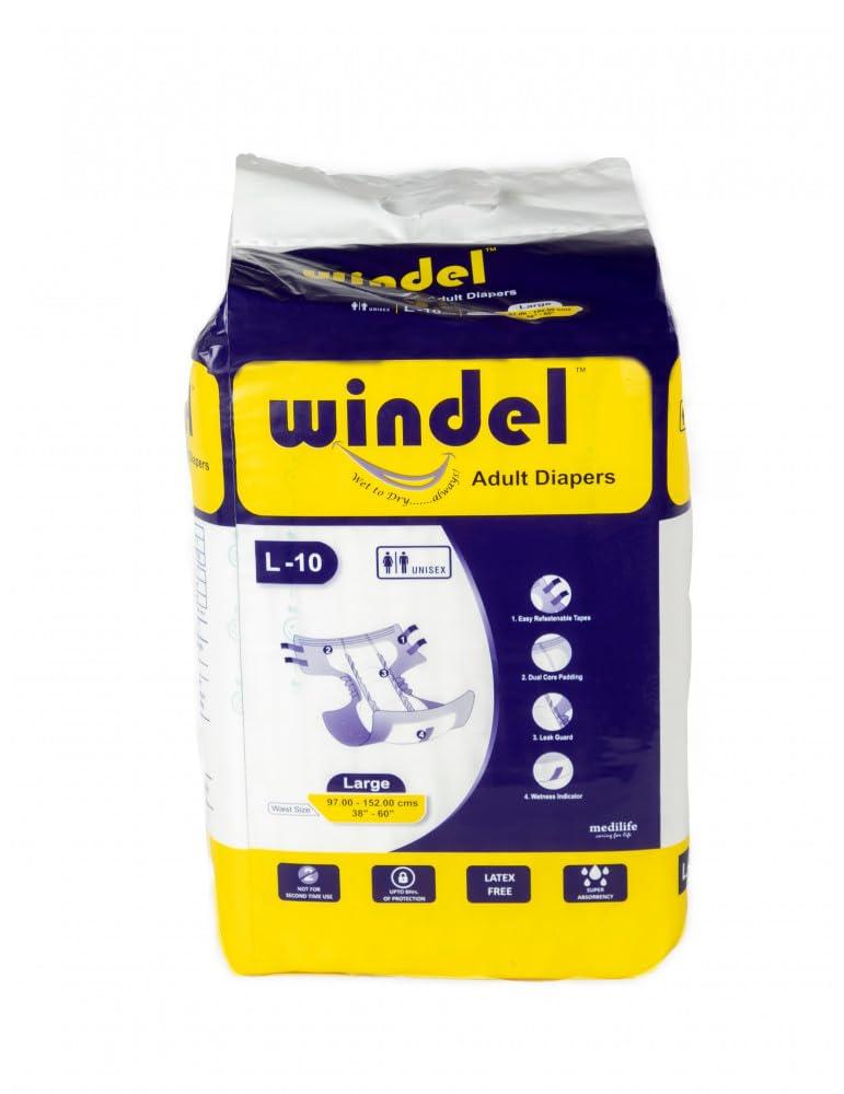 Generic Windel Adult Diaper Extra Large Size, 20 Count | Superior Odor-Lock Technology & Antibacterial Absorbent Core