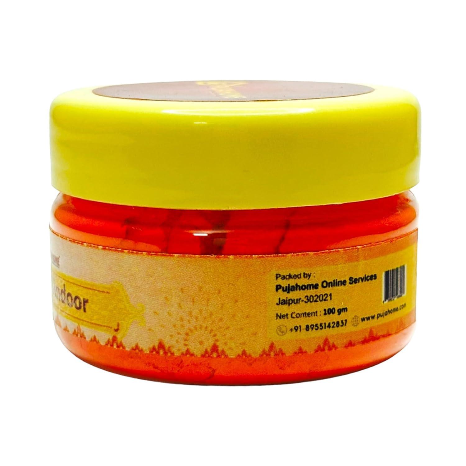 Pujahome Pujahome Original Hanuman Ji Sindoor | Orange Sindoor |Pure Hanuman Ji Pooja Sindoor, Bajrangbali Sindur (100 Grams)