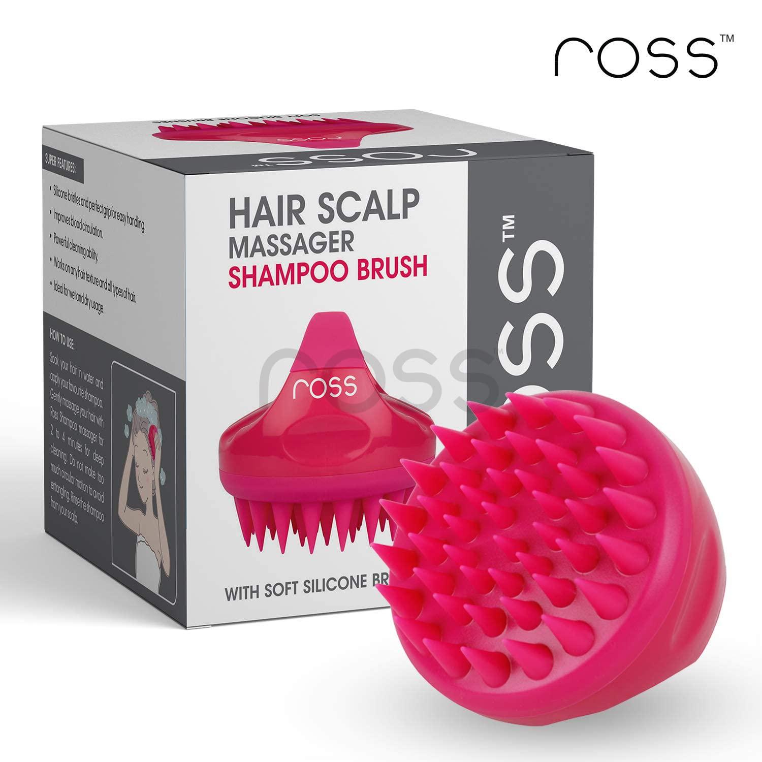 Ross Ross Hair Scalp Manual Massager Shampoo Brush with Soft Silicone Bristles for Anti Dandruff Exfoliaxting Scalp Care Light Pink Hair Scalp Massager Shampoo Hair Brush with Soft Silicone Bristles