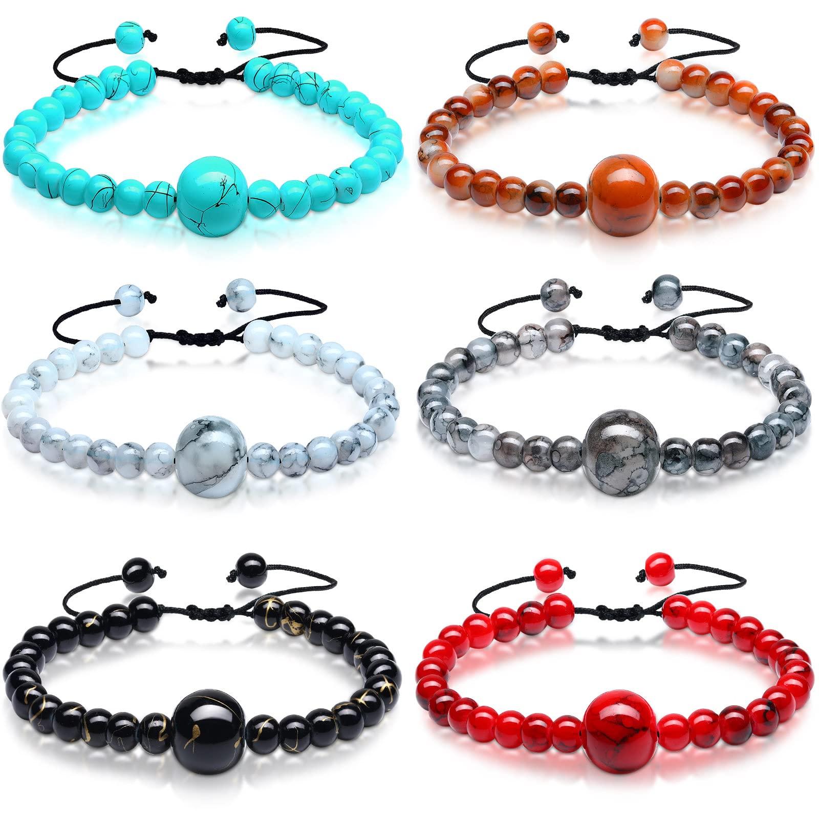 Sureio 6 Pieces Anti Nausea Wristband Adjustable Motion Sickness Bracelet Morning Sickness Sea Bands for Pregnancy Acupressure Seasickness Wristband for Kids Adults Nausea Car Sickness Travel Sickness